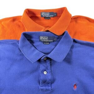 2x Polo by Ralph Lauren Men's Shirts Blue and Orange Sz L